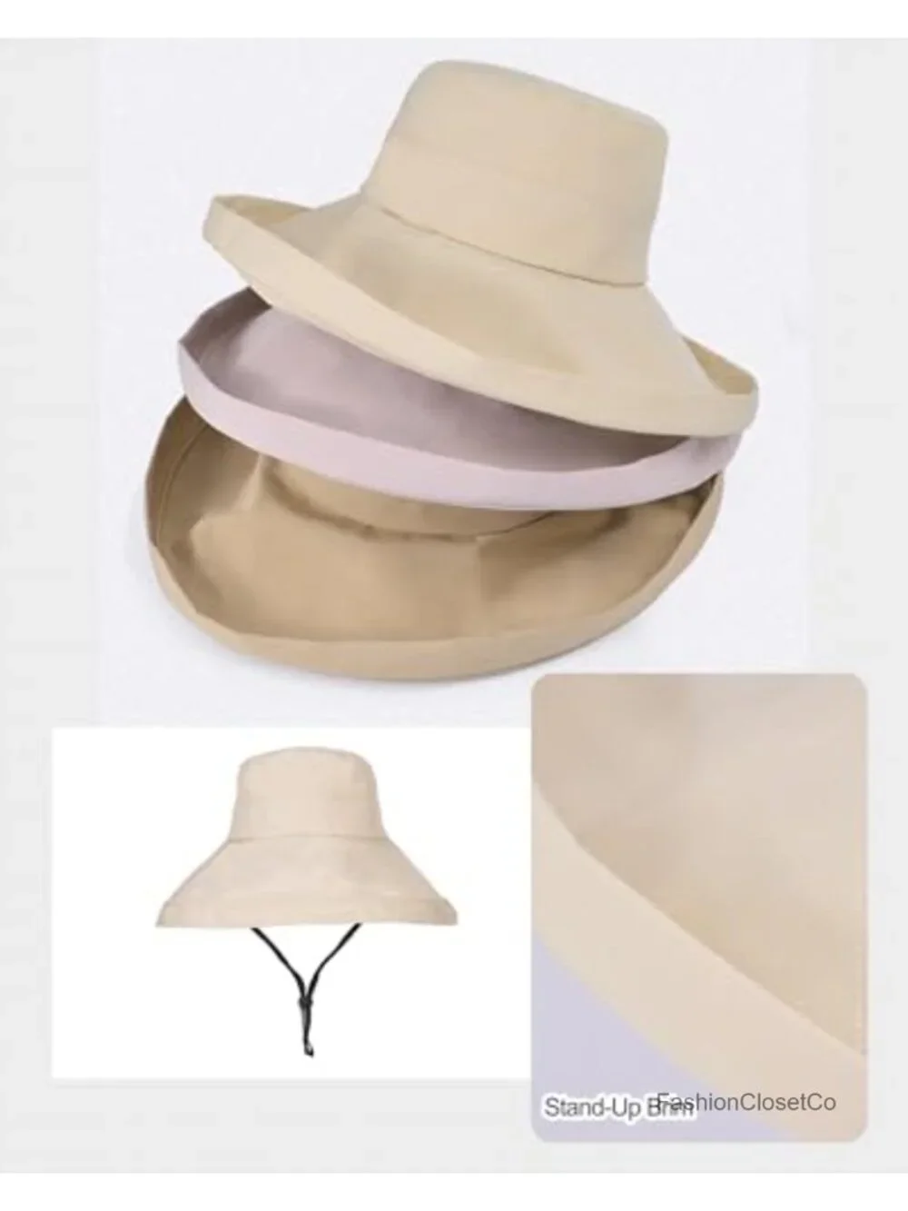 UV-Protection Wide-Brim Wired-Edge Packable Beach Sun Hat with Adjustable Chin